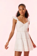 Rietta Cotton Lace-Trimmed Mini Dress