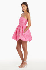 Girly Mood Mini Dress Pink in Jacquard
