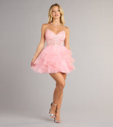 Jordan Corset Ruffled A-Line Short Dress