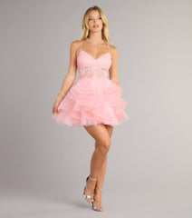 Jordan Corset Ruffled A-Line Short Dress