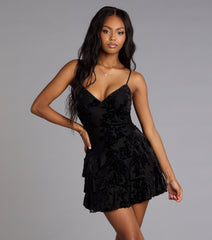 Dare Me Velvet Mesh Ruffle Dress