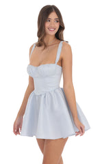 Corset Fit and Flare Dress in Baby Blue