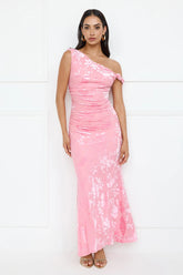 Sultry Poise Mesh Off Shoulder Maxi Dress