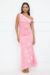 Sultry Poise Mesh Off Shoulder Maxi Dress