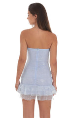 Sequin Strapless Bodycon Dress in Light Blue