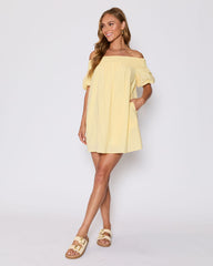 Lydia Cotton Smocked Off The Shoulder Mini Dress