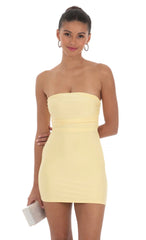 Strapless Sequin Butterfly Bodycon Dress in Yellow