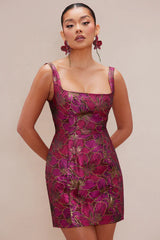 Mollie Jacquard Mini Dress - Magenta