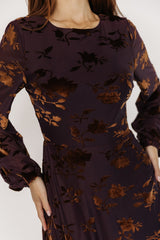 Thora Velvet Dress | Deep Plum + Bronze