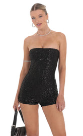 Strapless Sequin Bodycon Romper