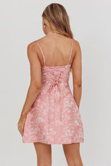 Kyrah Lace-Up Back Mini Dress Floral Pink