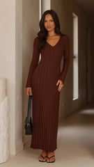 Cyra Long Sleeve Maxi Dress - Chocolate