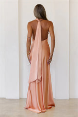 Nightfall Noir Halter Satin Maxi Dress