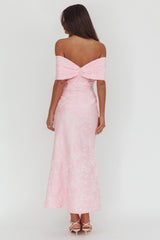 Fairytales Off-Shoulder Jacquard Maxi Dress Pink