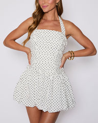 Rory Polka Dot Bubble Hem Halter Mini Dress
