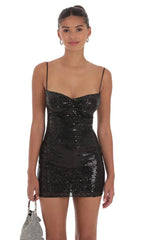 Sequin Butterfly Dress in Black
