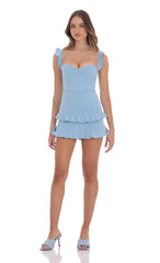 Ruffle Corset Dress in Light Blue