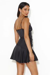 Chasing The Fun Satin Mini Dress Black