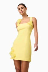 Trompe 3D Mini Dress In Yellow