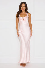 Ambiance Of The Night Halter Satin Maxi Dress