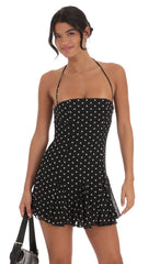 Halter Polka Dot Dress in Black