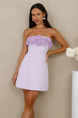 Wild Rose Affair Strapless Mini Dress Lilac