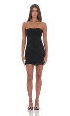 Rhinestone Strapless Dress in Black