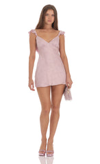 Satin Floral Open Back Slip Dress in Lilac