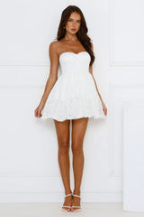Soirée Star Strapless Sequin Mini Dress White