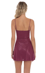 Foil Embellished Dress in Plum