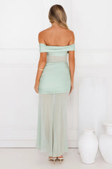 Dewdrop Dream Off Shoulder Mesh Maxi Dress