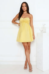 Sunset Wanderlust Strapless Mini Dress Yellow