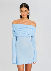 Galli Rib Knit Mini Dress Powder Blue