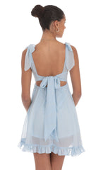 Shimmer Ruffle Babydoll Dress in Blue
