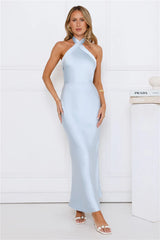 Majestic Girl Halter Satin Maxi Dress
