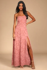 Garden of Romance Rusty Rose Burnout Maxi Dress