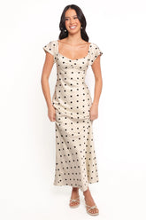 Elke Maxi Dress - Black Dot