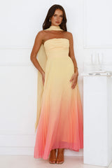 Sunset Magic Strapless Pleated Maxi Dress