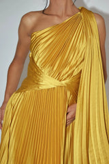 Laxmi Accordion Pleat Maxi Dress Moss