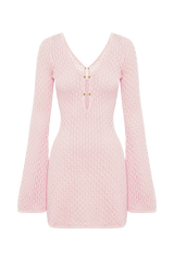 Kayleigh Crochet Knit Mini Dress - Rosewater