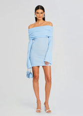 Galli Rib Knit Mini Dress Powder Blue