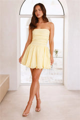 Upon A Cloud Strapless Mini Dress Yellow