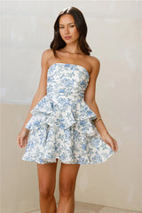 Street Style Queen Strapless Mini Dress Blue
