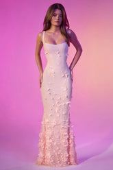 Embellished Fishtail Corset Gown in Pink