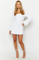 Marienne White Velvet Sequin Mini Dress
