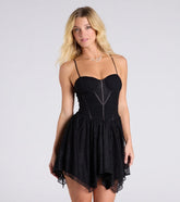 Turn On The Charm Corset Lace Skater Mini Dress