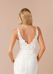 Diamond White Mermaid Sequins Stretch Crepe Dress