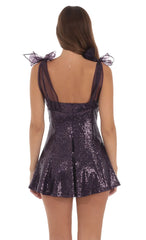 Sequin Shoulder Ties Dress in Purple