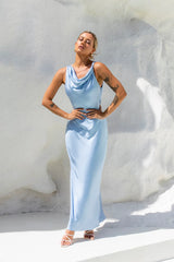 Moonlit Palms Satin Maxi Dress