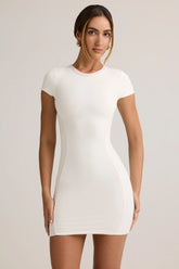 Modal Short-Sleeve Bodycon Mini Dress in White